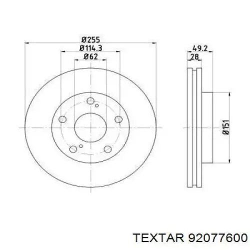 Диск переднього гальма Textar 92077600 ціна, від 33.85 USD