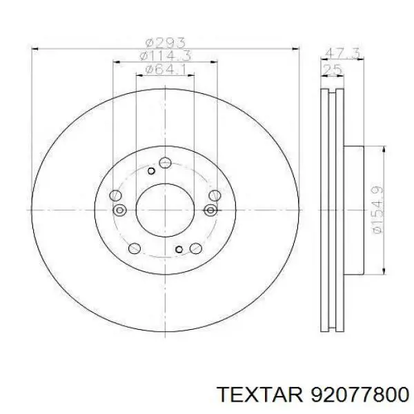 Диск гальмівний передній Textar 92077800