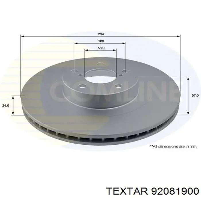 92081900 Textar Гальмо дискове переднє