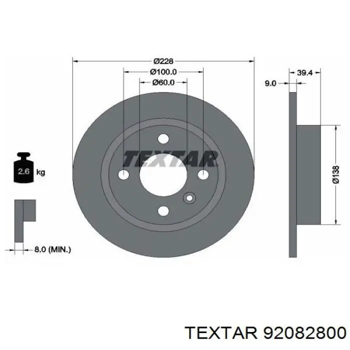 92082800 Textar Дискові гальма