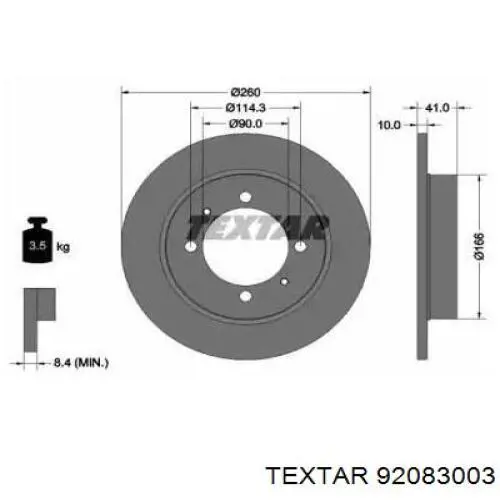 Задні дискові гальма Textar 92083003 ціна, від 22.20 USD