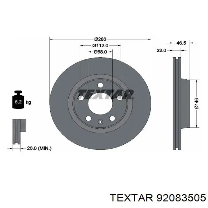 92083505 Textar Гальмо дискове переднє