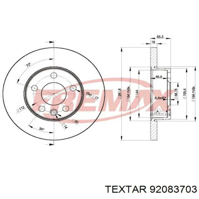 92083703 Textar Гальмо дискове переднє