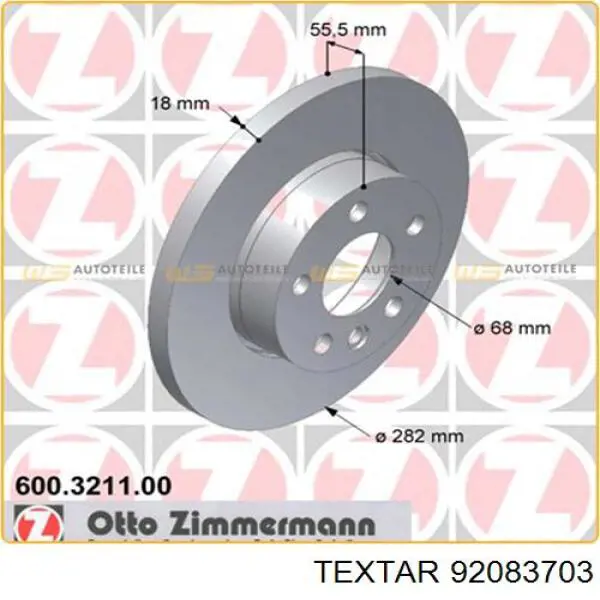 Гальмівні диски передні 92083703 Textar