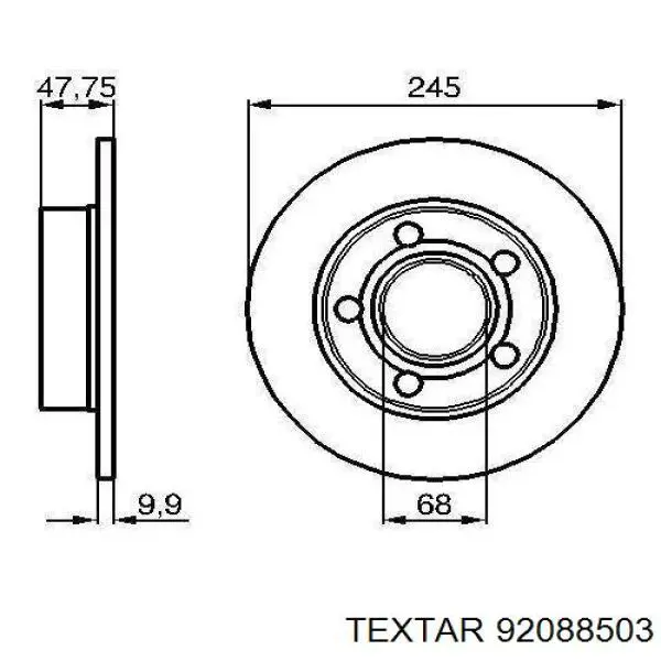Диск гальмівний задній Textar 92088503