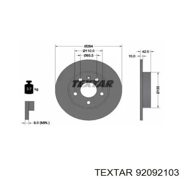 Задні дискові гальма Textar 92092103 ціна, від 24.62 USD