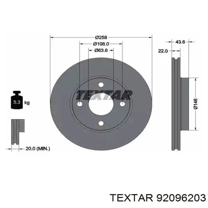 Купити 92096203 Textar Ротор гальмівний