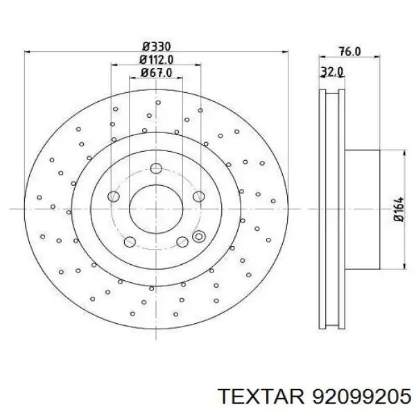 Диск переднього гальма Textar 92099205 ціна, від 71.92 USD