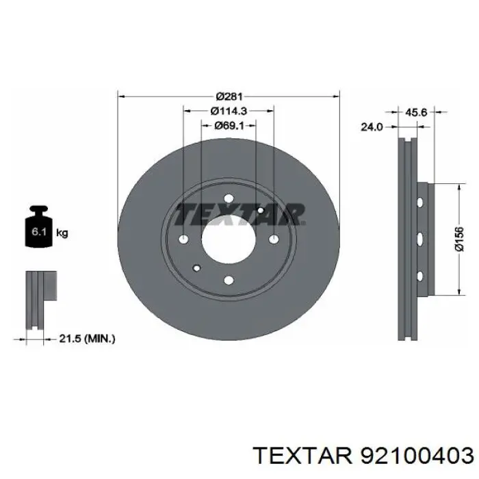 92100403 Textar диск гальмівний передній