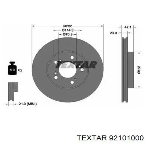 Диск переднього гальма Textar 92101000 ціна, від 36.65 USD