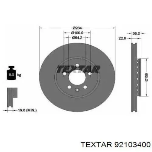 Купити 92103400 Textar Ротор гальмівний