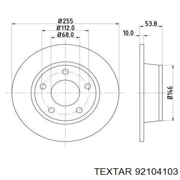 Диск гальмівний задній Textar 92104103