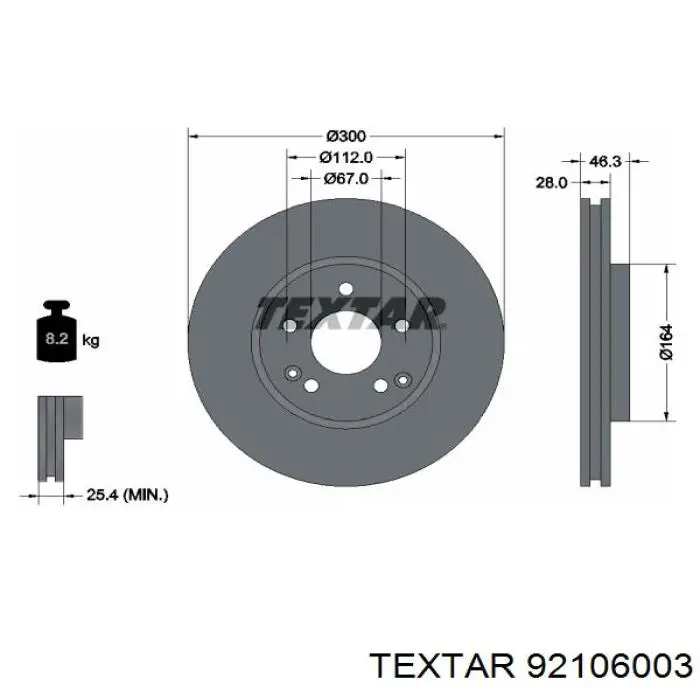 92106003 Textar диск гальмівний передній