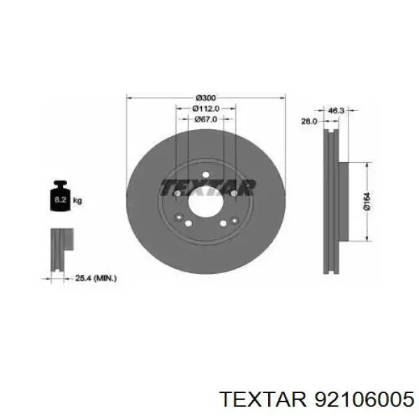 92106005 Textar диск гальмівний передній