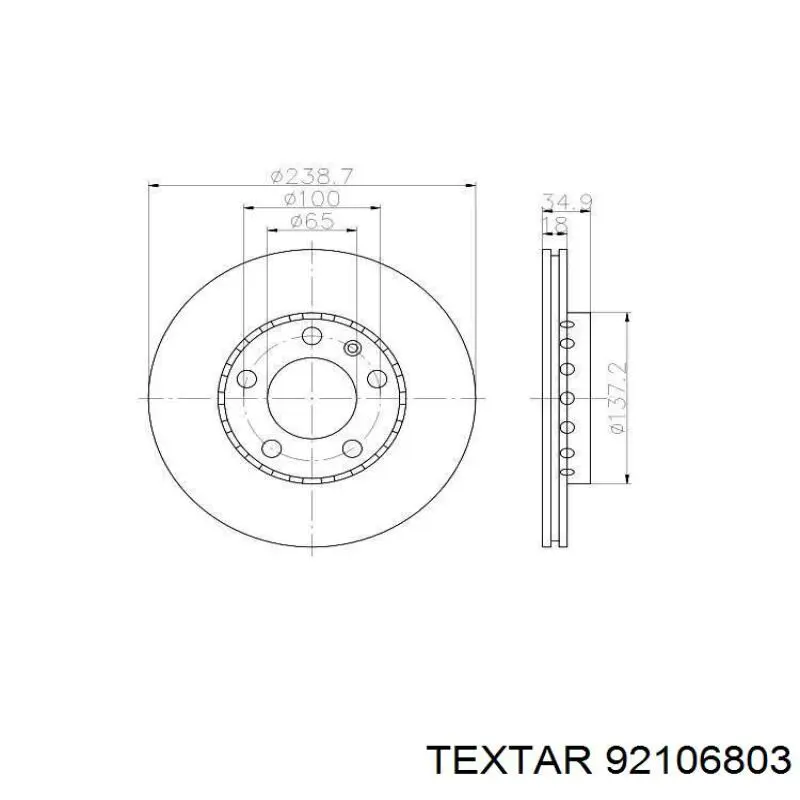 Диск переднього гальма Textar 92106803 ціна, від 20.12 USD