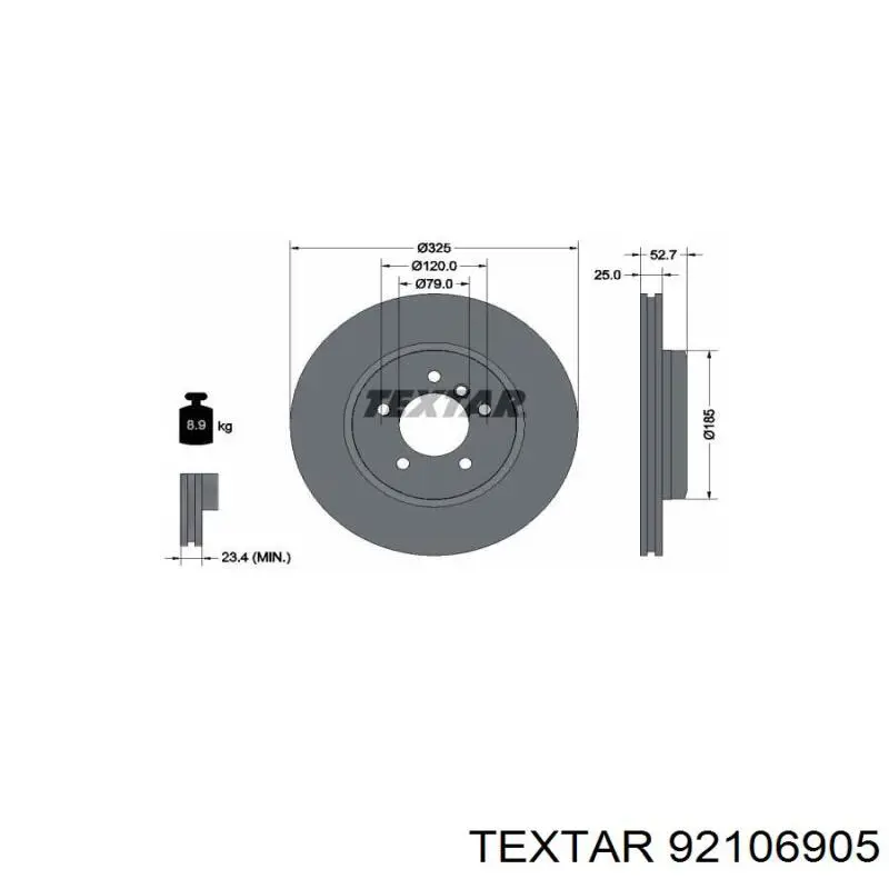 Диск переднього гальма Textar 92106905 ціна, від 76.60 USD