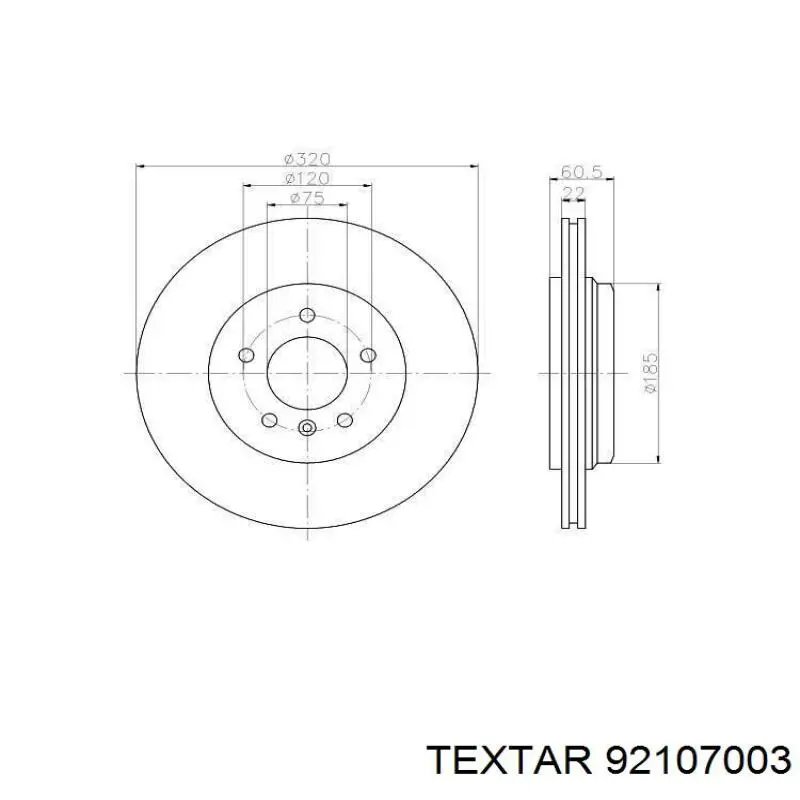Купити 92107003 Textar Диск заднього гальма
