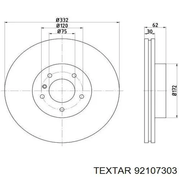 92107303 Textar диск гальмівний передній