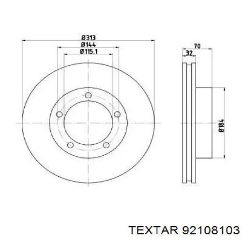 Диск переднього гальма Textar 92108103 ціна, від 52.36 USD