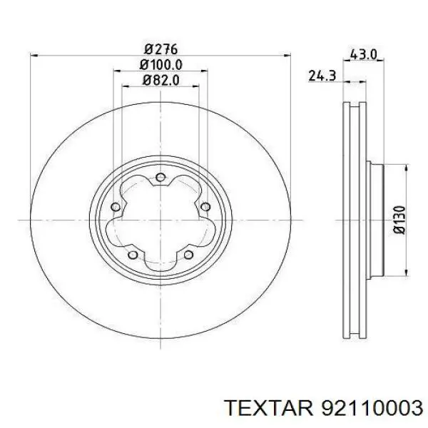 92110003 Textar диск гальмівний передній