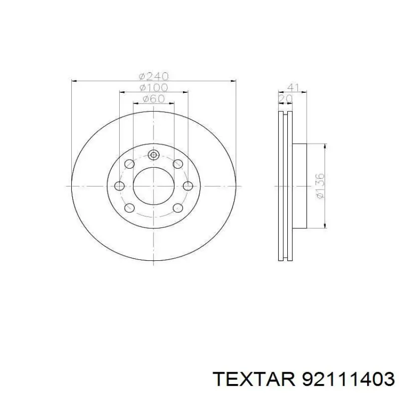 Гальмівні диски передні 92111403 Textar