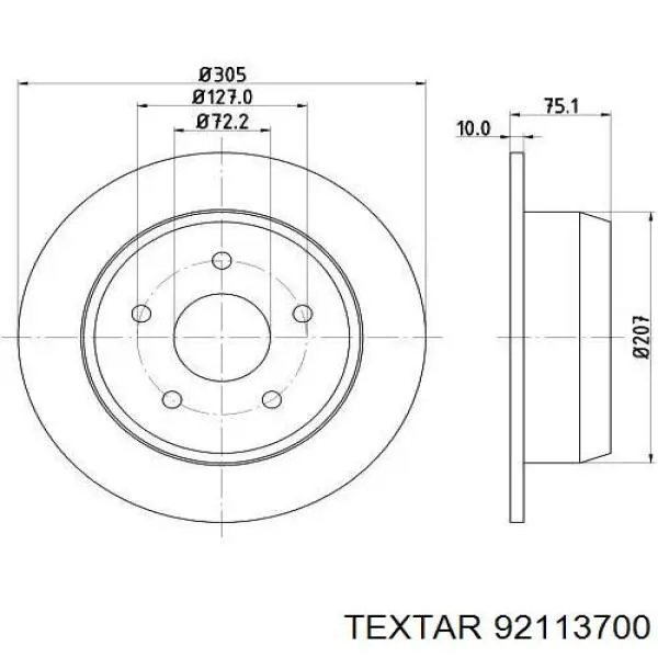 Диск гальмівний задній Textar 92113700