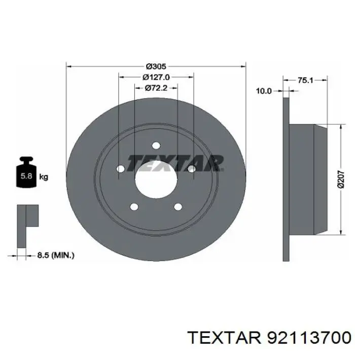 92113700 Textar Дискові гальма