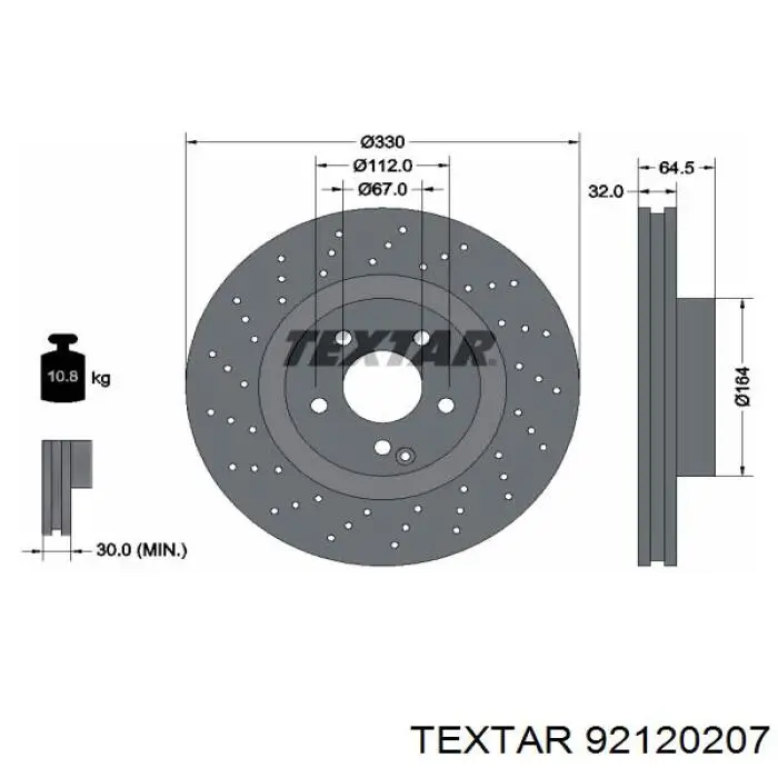 92120207 Textar Гальмо дискове переднє