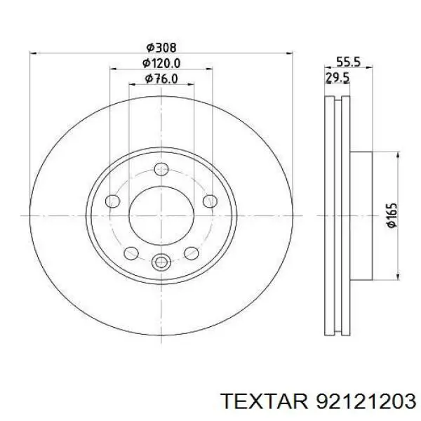 Диск переднього гальма Textar 92121203 ціна, від 50.28 USD