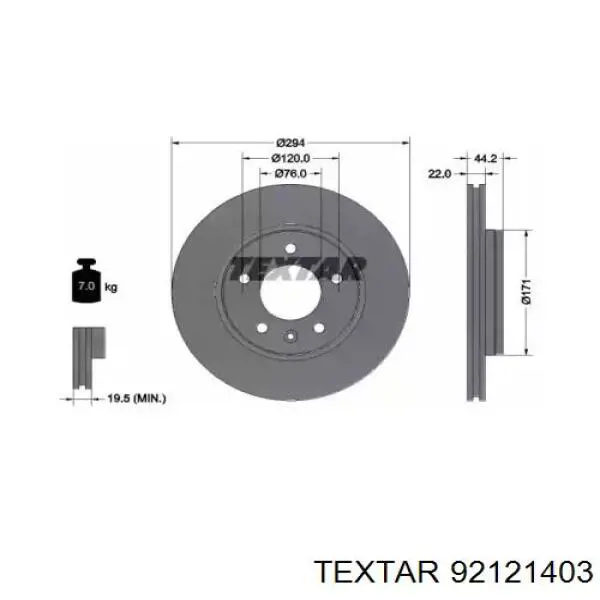 Гальмівні диски 92121403 Textar