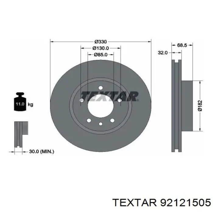 Диск гальмівний передній 92121505 Textar