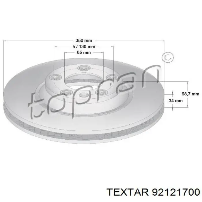 Купити 92121700 Textar Ротор гальмівний