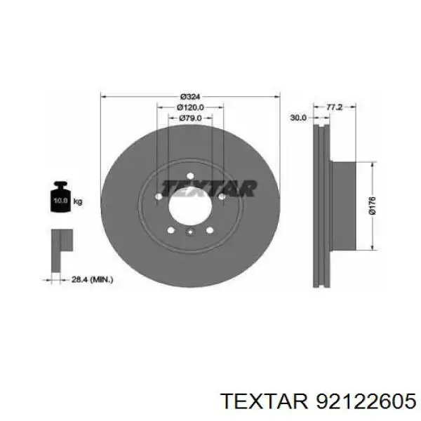 92122605 Textar диск гальмівний передній
