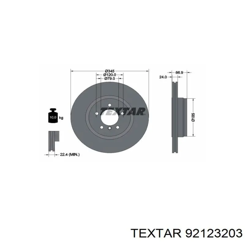 Диск гальмівний задній 92123203 Textar