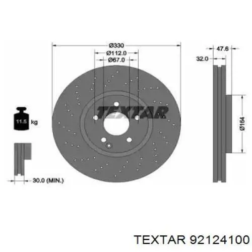 Купити 92124100 Textar Ротор гальмівний