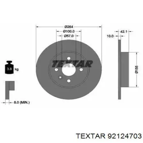 92124703 Textar диск гальмівний задній