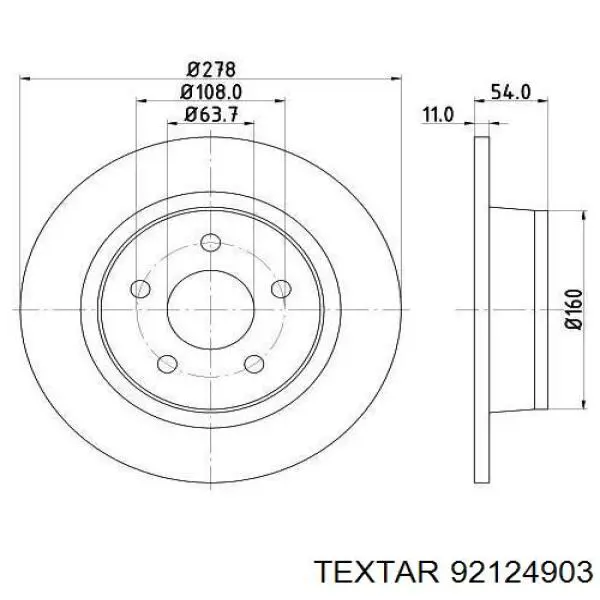 Диск гальмівний задній Textar 92124903
