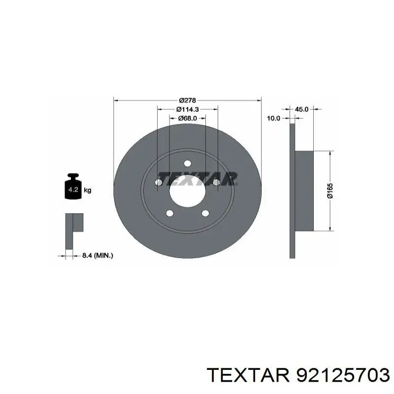 Диск гальмівний задній 92125703 Textar