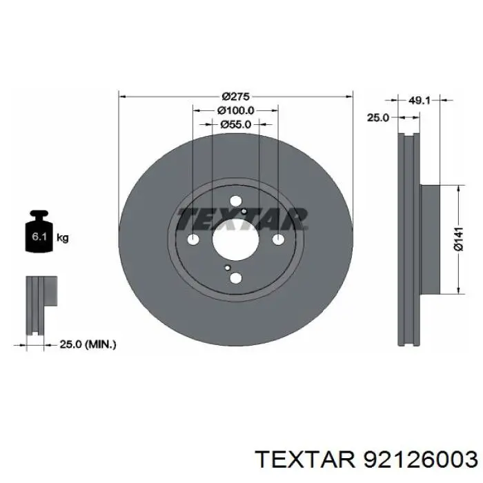 92126003 Textar диск гальмівний передній