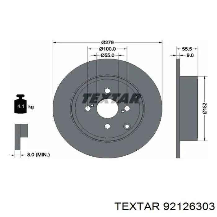 Диск гальмівний задній 92126303 Textar