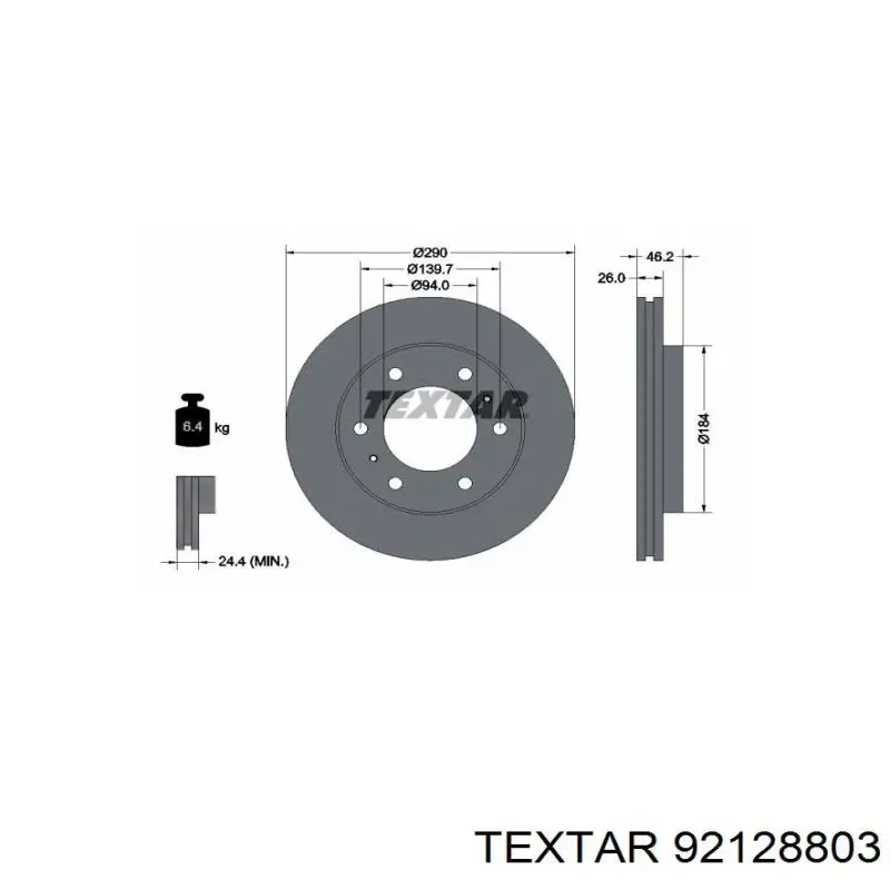 92128803 Textar Гальмо дискове переднє