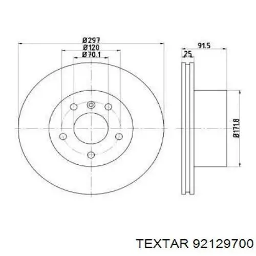Диск переднього гальма Textar 92129700 ціна, від 53.90 USD
