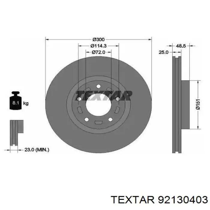 Купити 92130403 Textar Ротор гальмівний