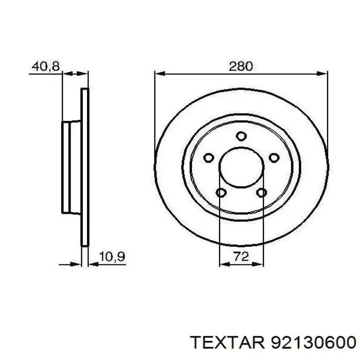 92130600 Textar диск гальмівний задній
