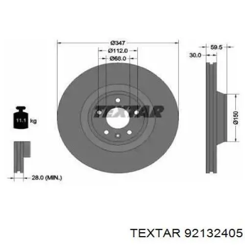 92132405 Textar диск гальмівний передній