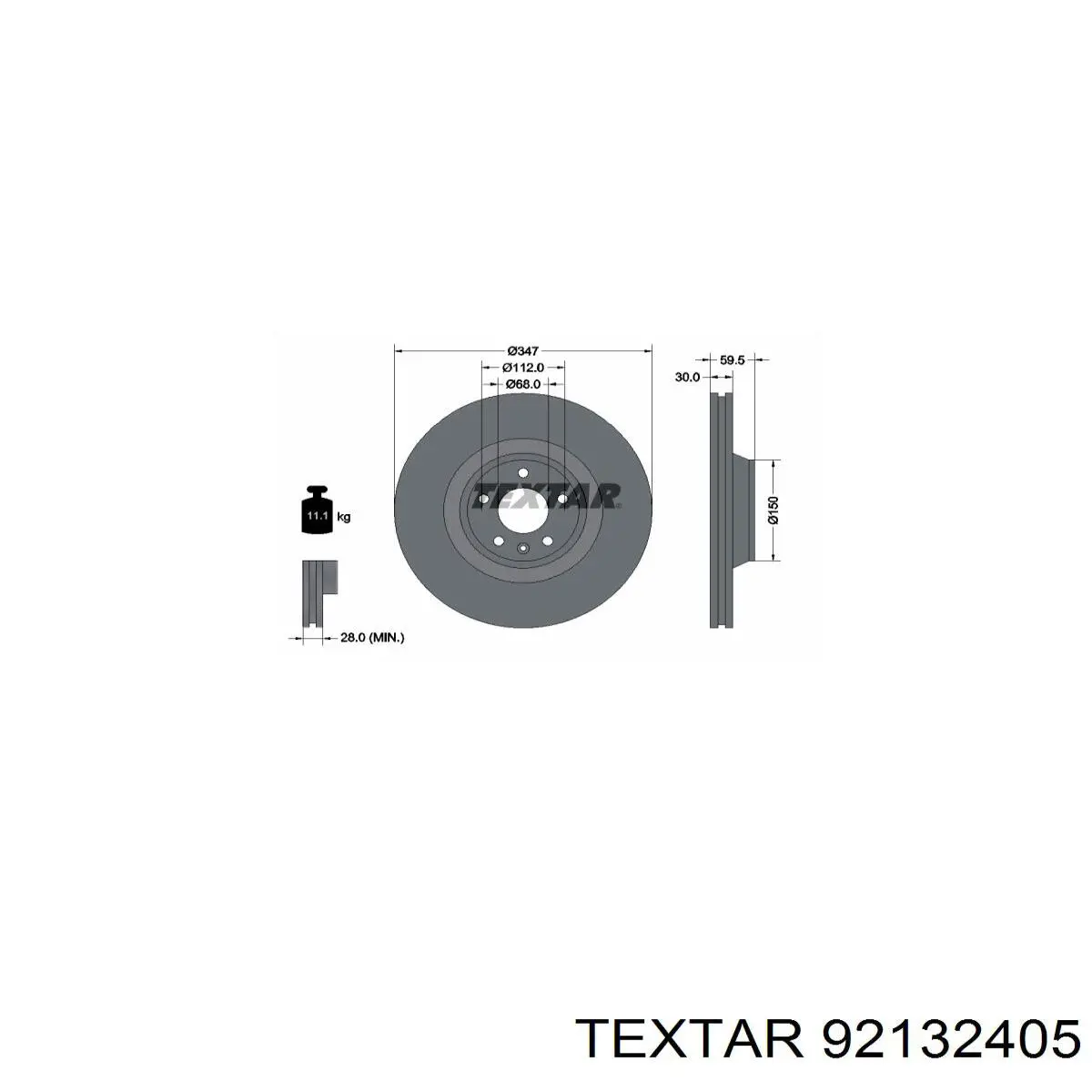 Диск переднього гальма Textar 92132405 ціна, від 81.65 USD