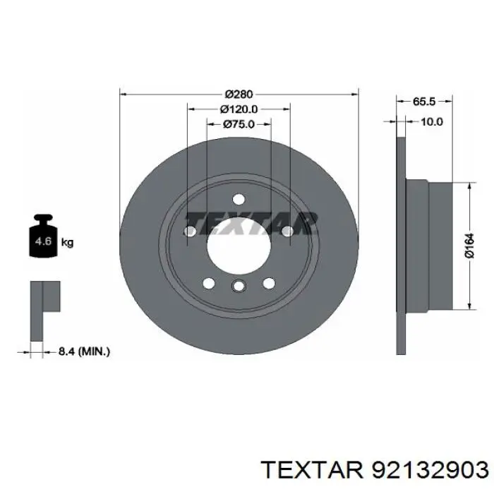 92132903 Textar диск гальмівний задній
