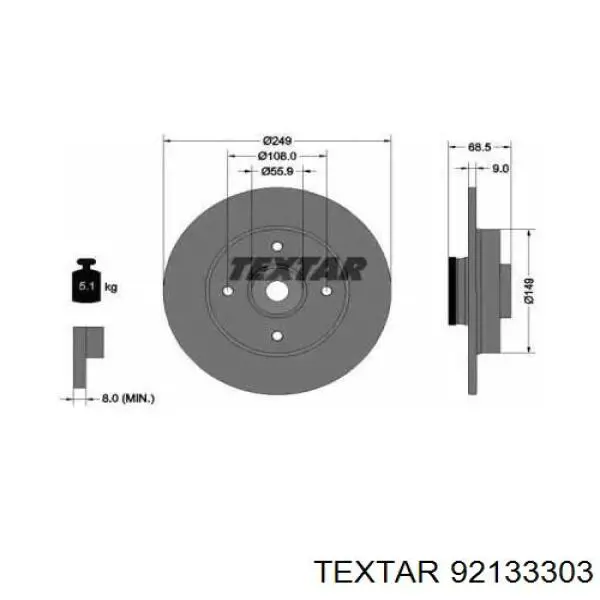 92133303 Textar Дискові гальма