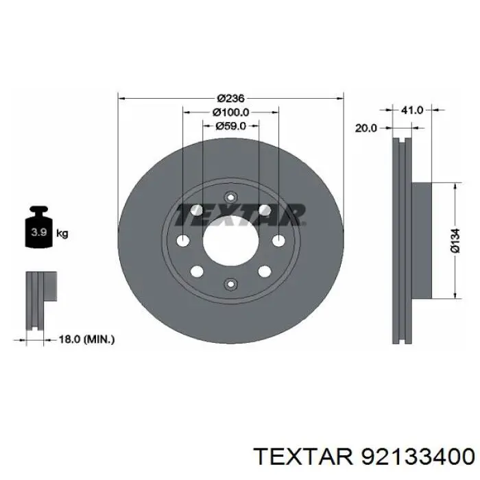 Диск переднього гальма Textar 92133400 ціна, від 21.95 USD