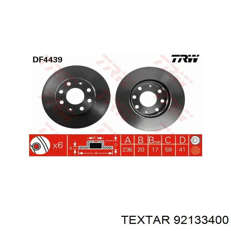 Диск переднього гальма Textar 92133400 ціна, від 21.95 USD